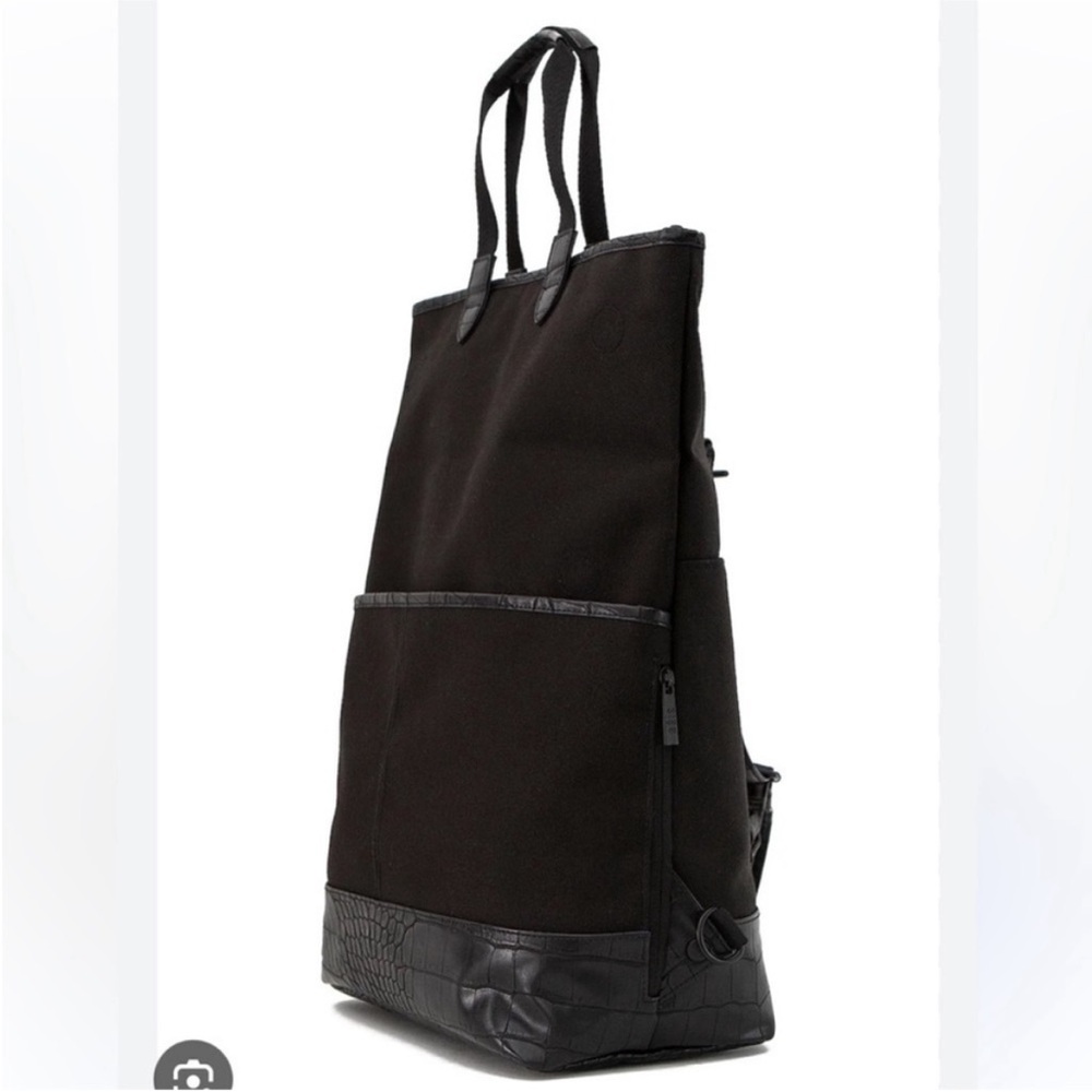 BEIS Convertible Black Backpack with Croc-Embossed Detail - Picture 8 of 9